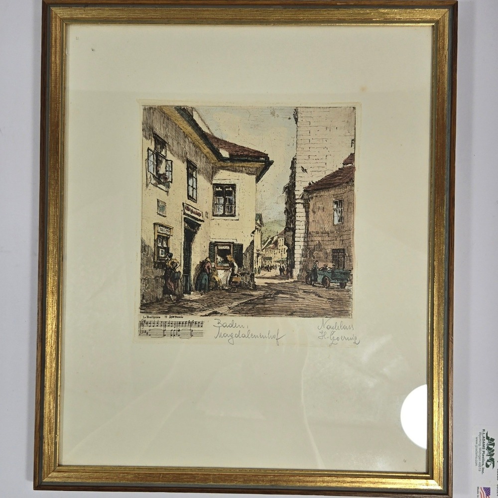 Herta Czoernig Antique Beethoven Baden Magdalenenhof Framed Etching Galerie Otto